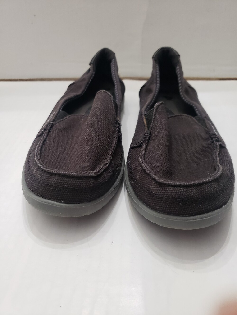 Crocs Walu Canvas Loafers Boat Shoes Womens Black Size 7 - Picture 3 of 9